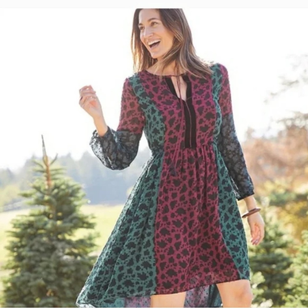 Matilda Jane Burgundy and Teal Lace High Low Dress